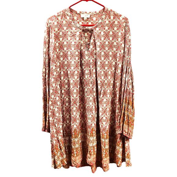 Umgee Layered Tunic Dress with Tie-back, Boho Cottage Style, NWT Womens Midi Lg - Picture 1 of 5